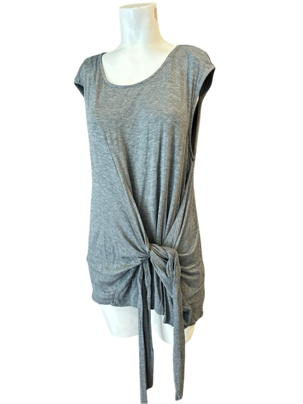 NWT Anthropologie Vanessa Virginia Gray Dayla Tie Front Top Shirt Tunic Size M